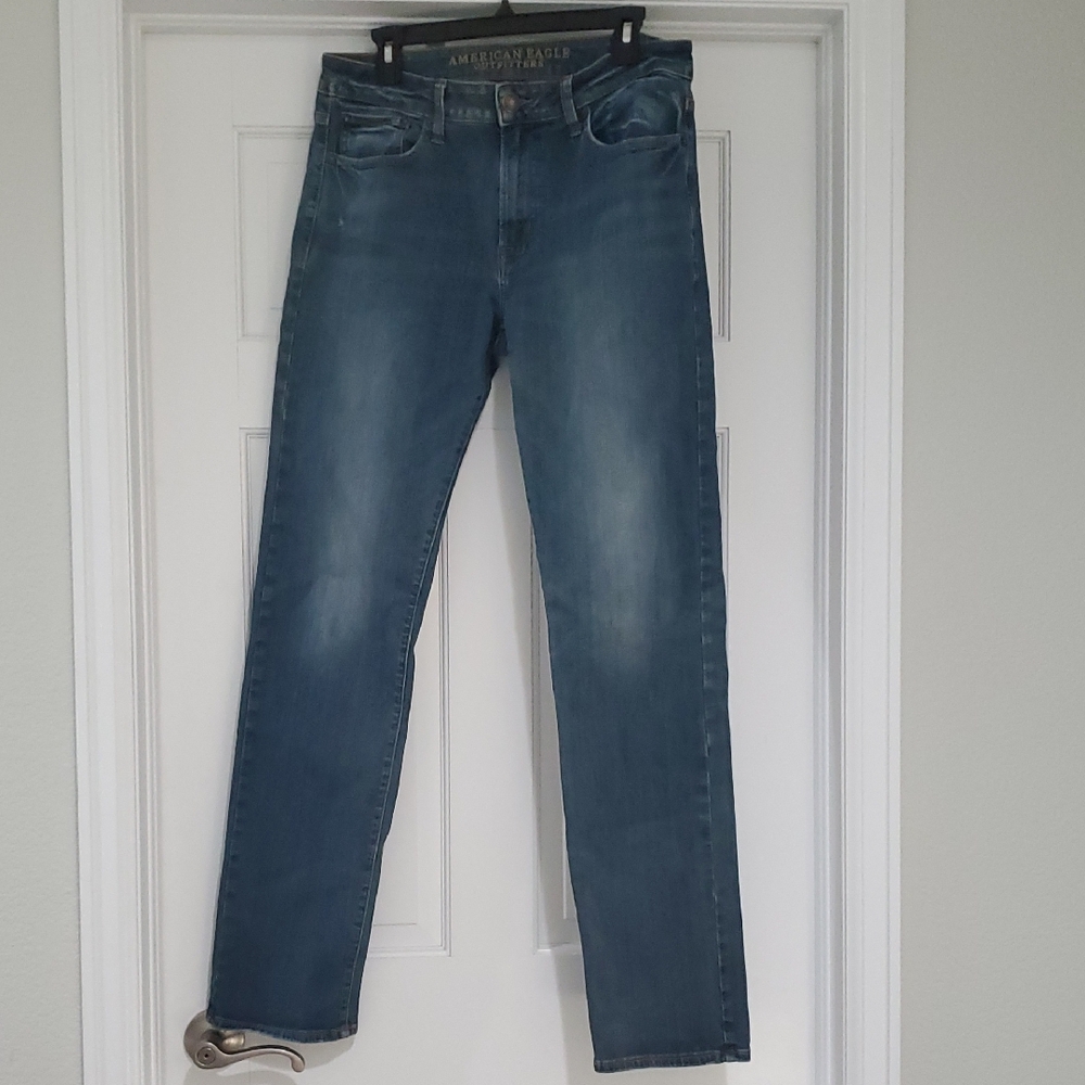 American Eagle Outfitters Men's Slim Fit 32×34 Blue Straight Jeans